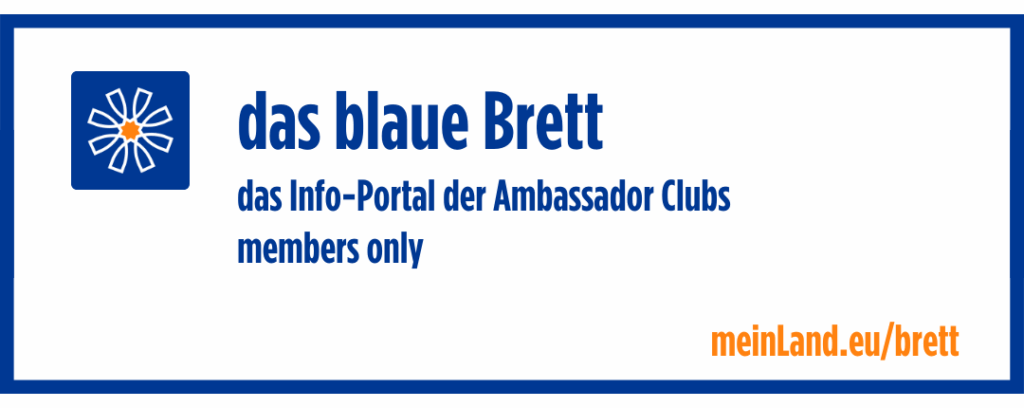 Banner: das blaue Brett. Das Info-Portal der Ambassador Clubs