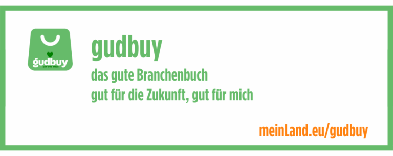 Banner: gudbuy, das gute Branchenbuch; gut für die Zukunft, gut für mich