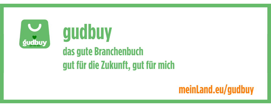 Banner: gudbuy, das gute Branchenbuch; gut für die Zukunft, gut für mich