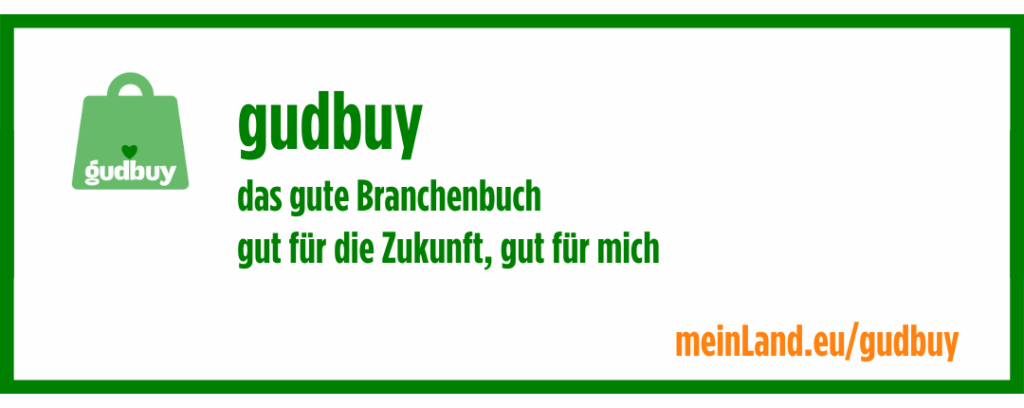 Banner: gudbuy, das gute Branchenbuch; gut für die Zukunft, gut für mich