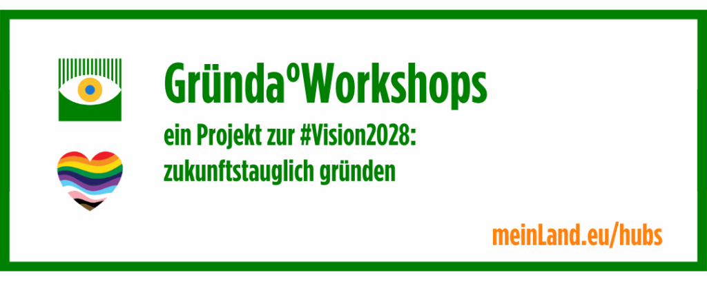 Banner: Gründa°Workshops - ein Projekt zur #Vision2028: zukunftstauglich gründen