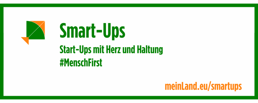 Banner: Smart-Ups. Start-Ups mit Herz und Haltung: #MenschFirst