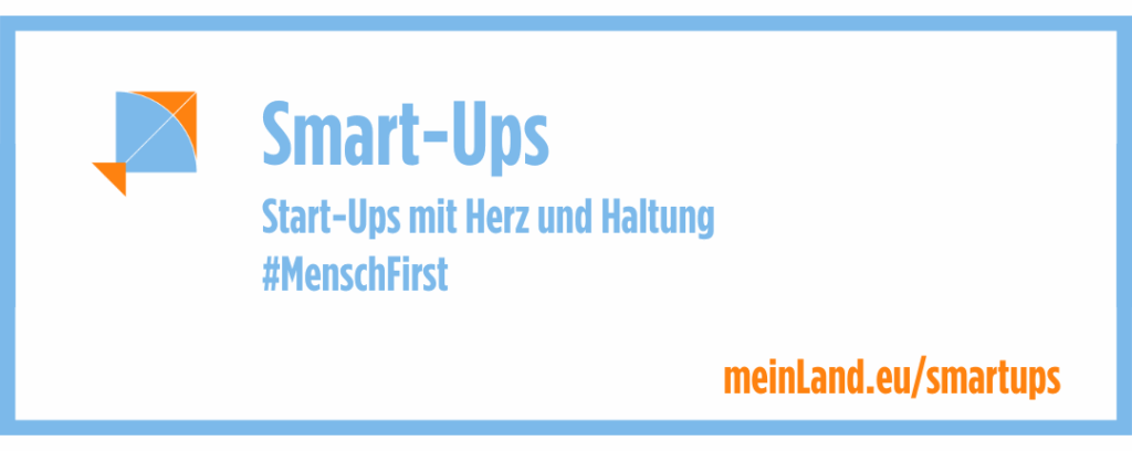 Banner: Smart-Ups. Start-Ups mit Herz und Haltung: #MenschFirst