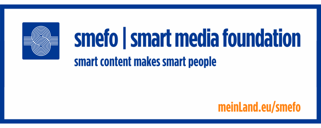 Banner: smefo - smart media foundation. zett-zertifiziertes Smart-Up zur #Vision2028: Inhalte, die klüger, gesünder und glücklicher machen