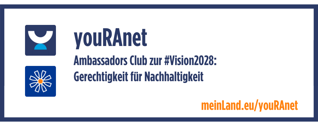 Banner: you-RA-net - Ambassadors Club zur #Vision2028: Gerechtigkeit für Nachhaltigkeit