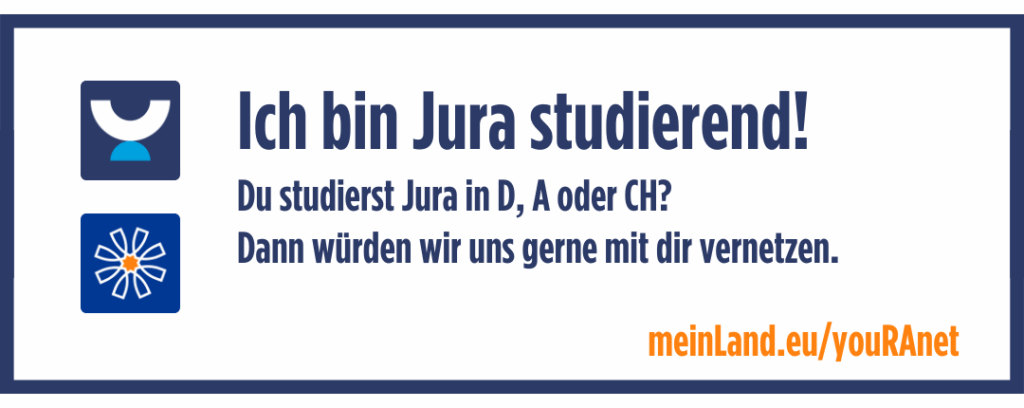 Button zum Vernetzten: Du studierst Jura in D, A oder CH?
Dann würden wir uns gerne mit dir vernetzen. Führt zu einem sicheren Google-Formular.