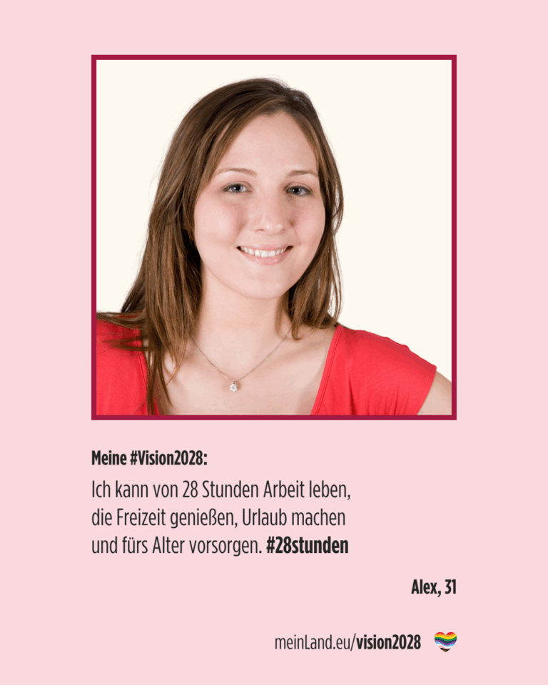 #Vision2028 von Alex, 31: Ich kann von 28 Stunden Arbeit leben, die Freizeit genießen, Urlaub machen und fürs Alter vorsorgen. #28stunden