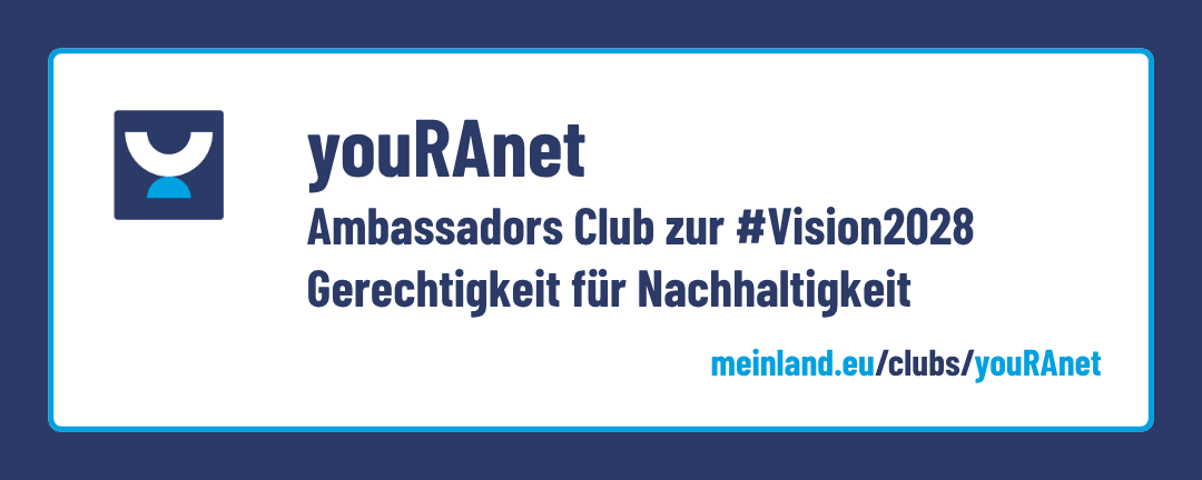 Banner: youRAnet - Ambassadors Club zur #Vision2028: Gerechtigkeit für Nachhaltigkeit