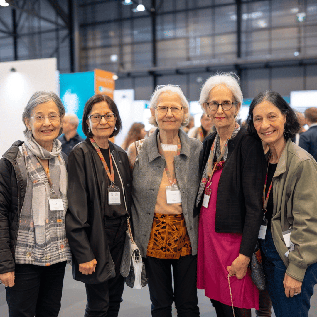 Gruppenfoto fünf Gründa auf einer Messe