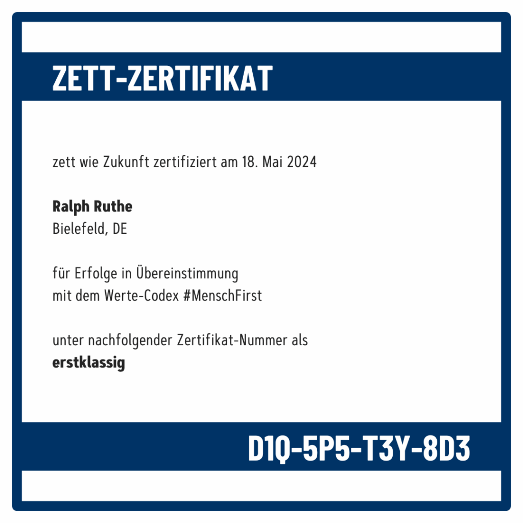 Zett-Zertifikat Ralph Ruthe