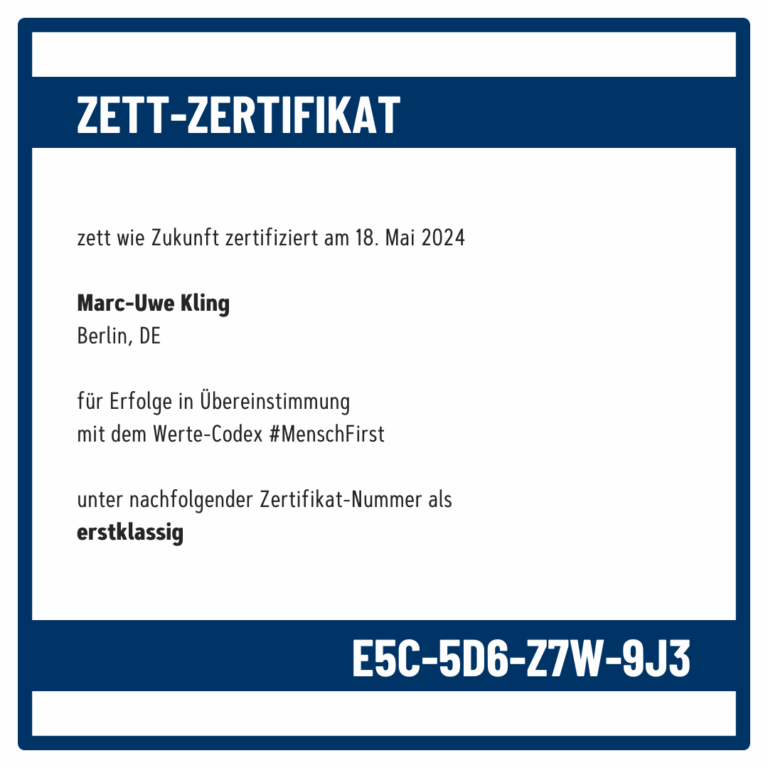 Zett-Zertifikat Marc-Uwe Kling